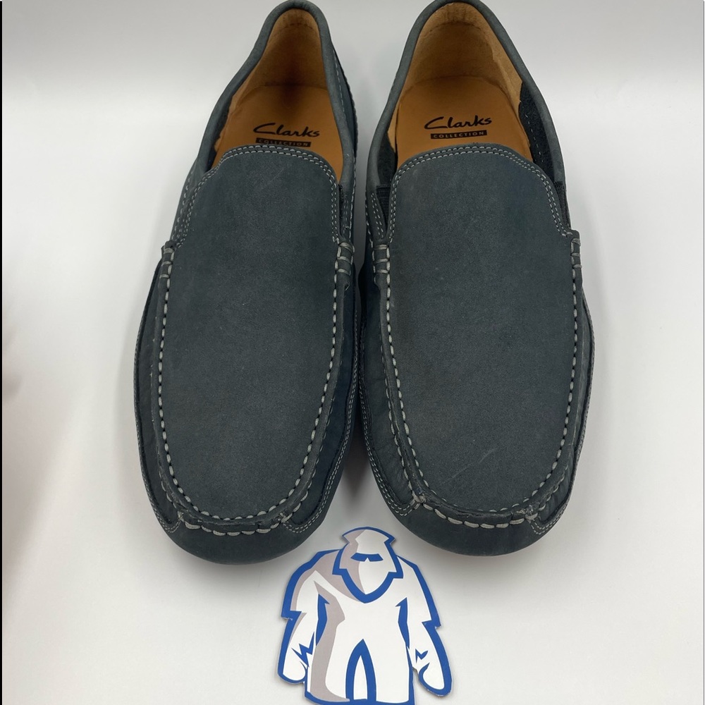 Clarks Collection Soft Cushion with Ortholite Blue Slip-On Men’s Sz 9.5 - Picture 2 of 6